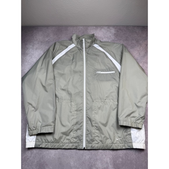Nike Other - VTG Nike Windbreaker Jacket Mens XXL Gray White Full Zip Mesh Swoosh Y2K 90s